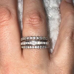 Elegant Silver and White Ring Set
